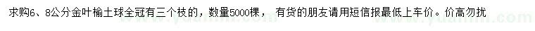 求購(gòu)6、8公分金葉榆