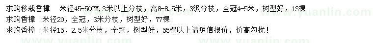 求購米徑15、20、45-50公分香樟