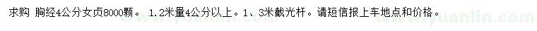 求購1.2米量4公分以上女貞