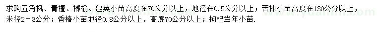 求購五角楓、青檀、榔榆等