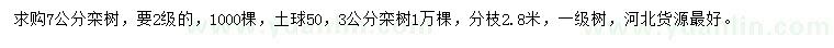 求購(gòu)3、7公分欒樹(shù)