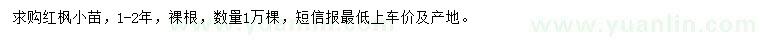 求購1-2年生紅楓
