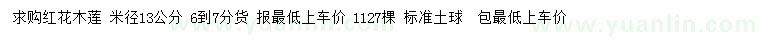 求購米徑13公分紅花木蓮