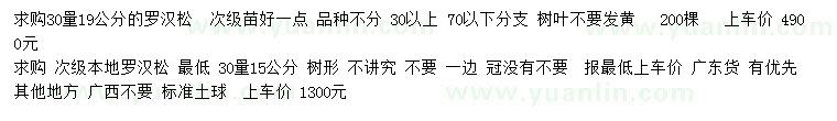 求購(gòu)30量15、19公分羅漢松