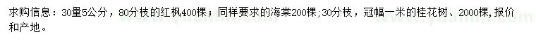 求購紅楓、海棠、桂花