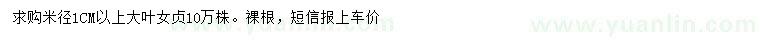 求購米徑1公分以上大葉女貞