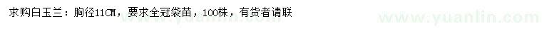 求購胸徑11公分白玉蘭
