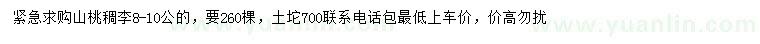 求購8-10公分山桃稠李