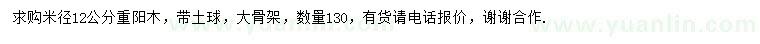 求購米徑12公分重陽(yáng)木