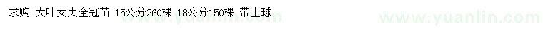 求購15、18公分大葉女貞