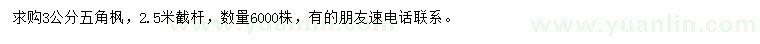 求購(gòu)3公分五角楓