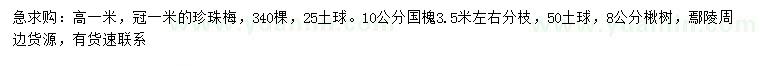 求購珍珠梅、國槐、楸樹