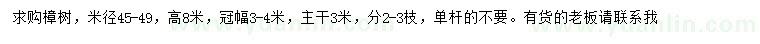 求購米徑45-49公分樟樹