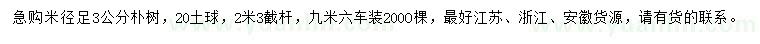求購米徑足3公分樸樹