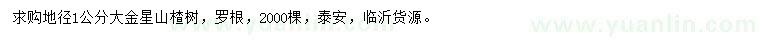 求購(gòu)地徑1公分大金星山楂樹