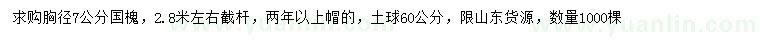 求購胸徑7公分國槐