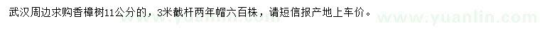 求購11公分香樟
