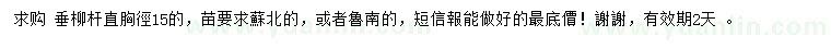 求購胸徑15公分垂柳