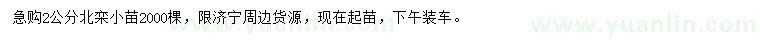求購2公分北欒小苗