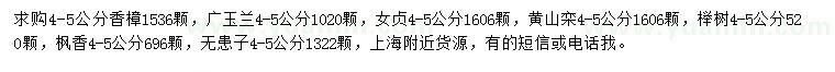 求購香樟、廣玉蘭、女貞等