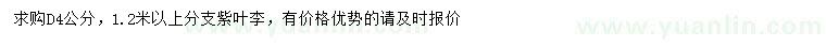 求購(gòu)地徑4公分紫葉李