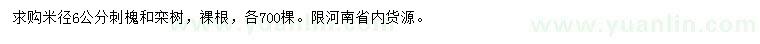 求購米徑6公分刺槐、欒樹