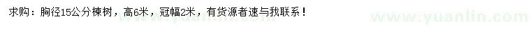 求購胸徑15公分楝樹