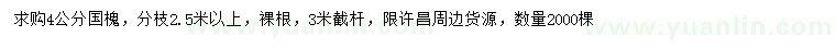 求購4公分國槐
