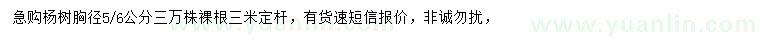 求購胸徑5、6公分楊樹