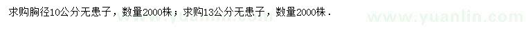 求購胸徑10、13公分無患子
