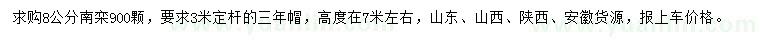 求購(gòu)8公分南欒