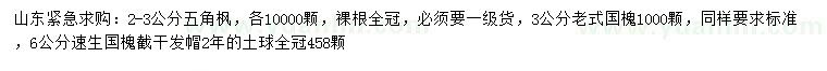 求購(gòu)2-3公分五角楓、3、6公分速生國(guó)槐