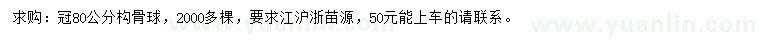 求購冠80公分構(gòu)骨球