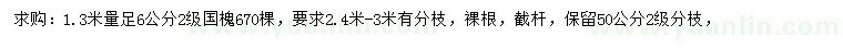 求購(gòu)1.3米量6公分國(guó)槐