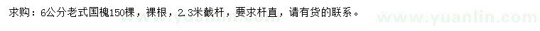 求購(gòu)6公分老式國(guó)槐