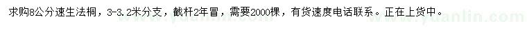 求購8公分速生法桐