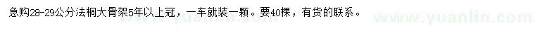 求購28-29公分法桐