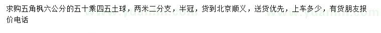 求購6公分五角楓