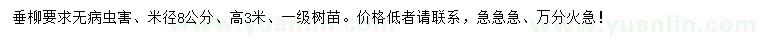 求購(gòu)米徑8公分垂柳