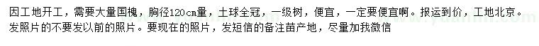 求購1.2米量13、15、16、18、20公分國槐