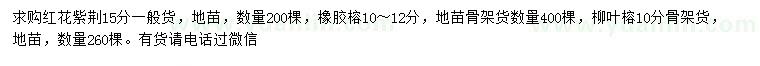 求購紅花紫荊、橡膠榕、柳葉榕