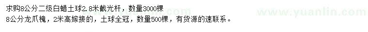 求購(gòu)8公分白蠟、龍爪槐