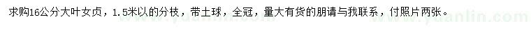 求購16公分大葉女貞