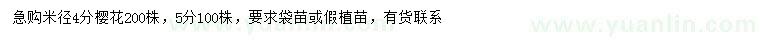 求購米徑4、5公分櫻花