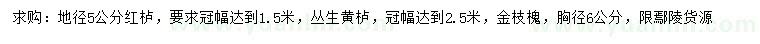 求購紅櫨、叢生黃櫨、金枝槐