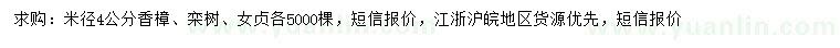 求購香樟、欒樹、女貞