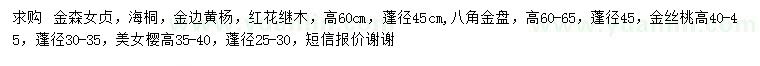 求購(gòu)金森女貞、海桐、金邊黃楊等