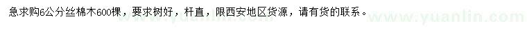求購6公分絲棉木