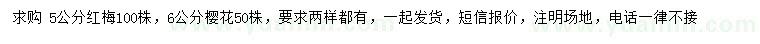 求購5公分紅梅、6公分櫻花