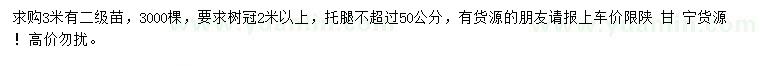 求購3米油松